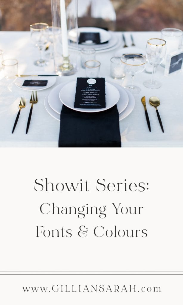 changing fonts colours on Showit