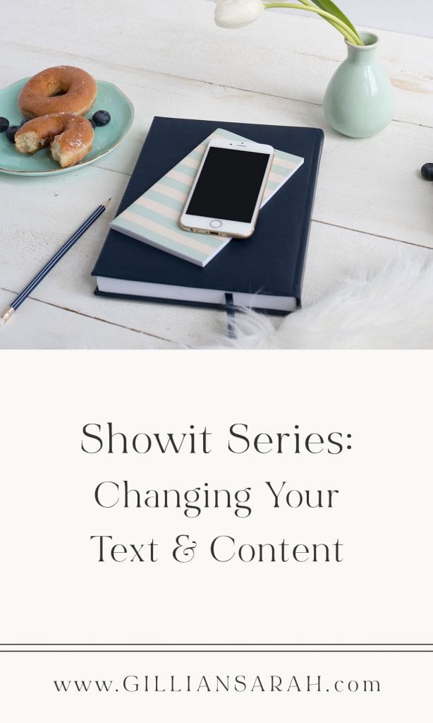 how to change text and content on Showit