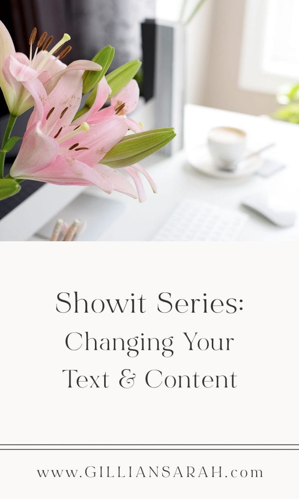 changing content on Showit