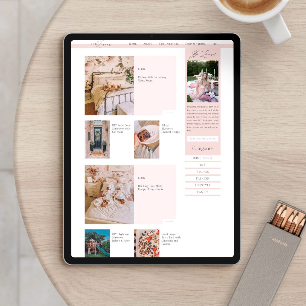 Blog Layout Design for Life By Leanna