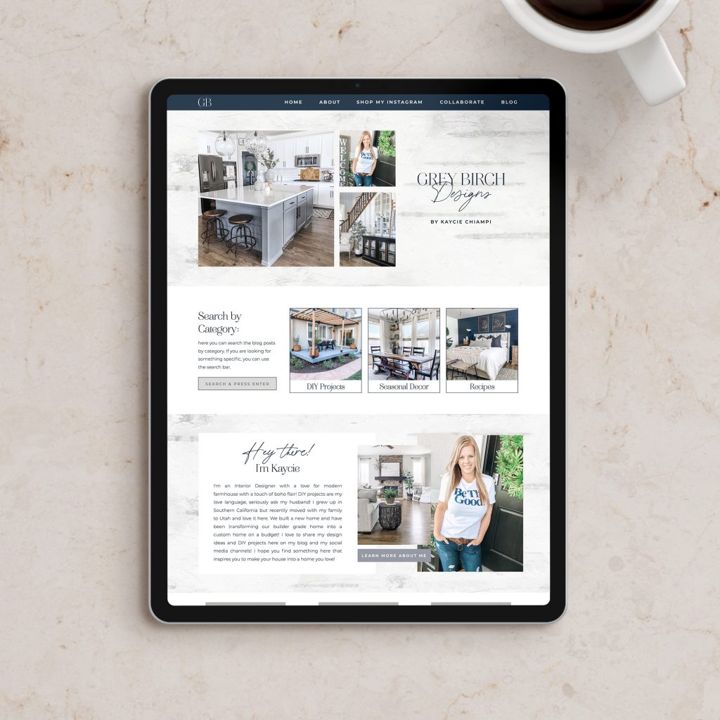 Grey Birch Designs Home & Lifestyle Showit Website