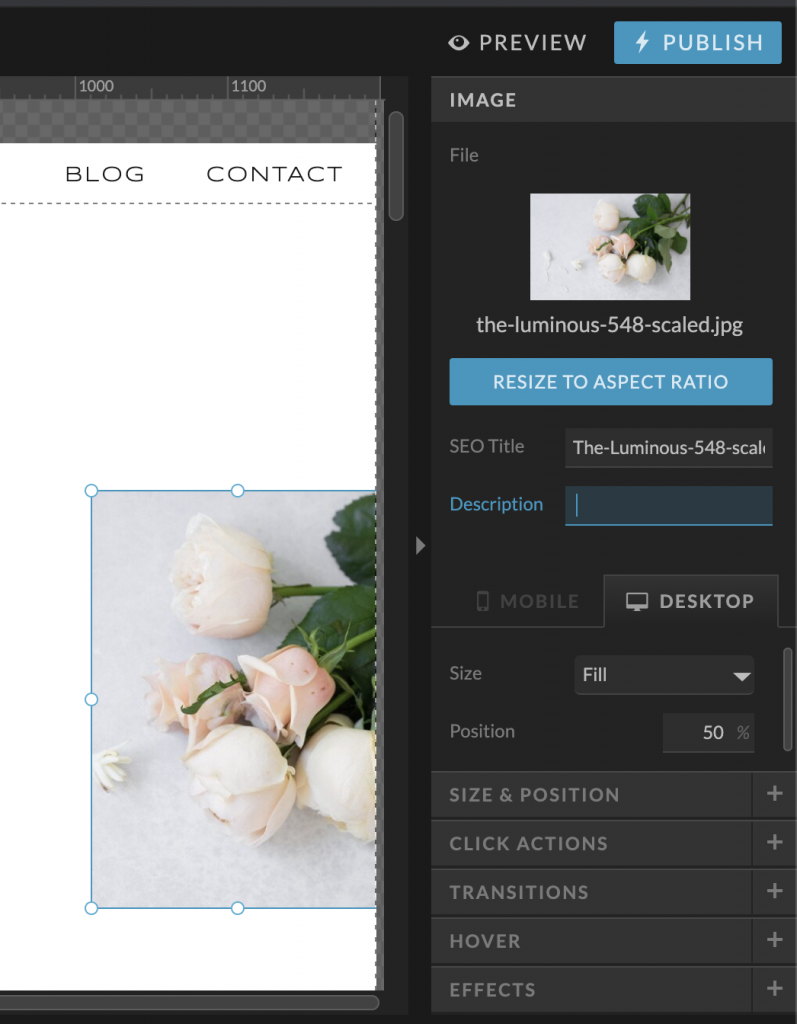 Adding Alt text to images in Showit