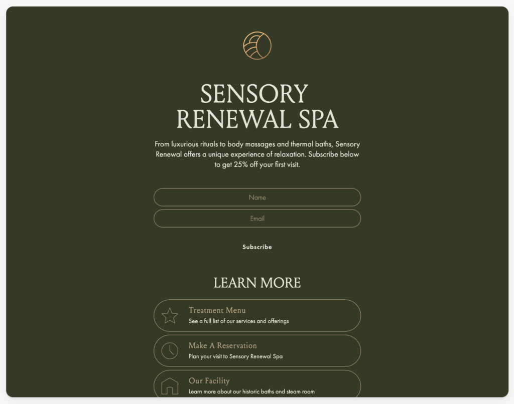 Flodesk link in bio form with discount for newsletter sign-up