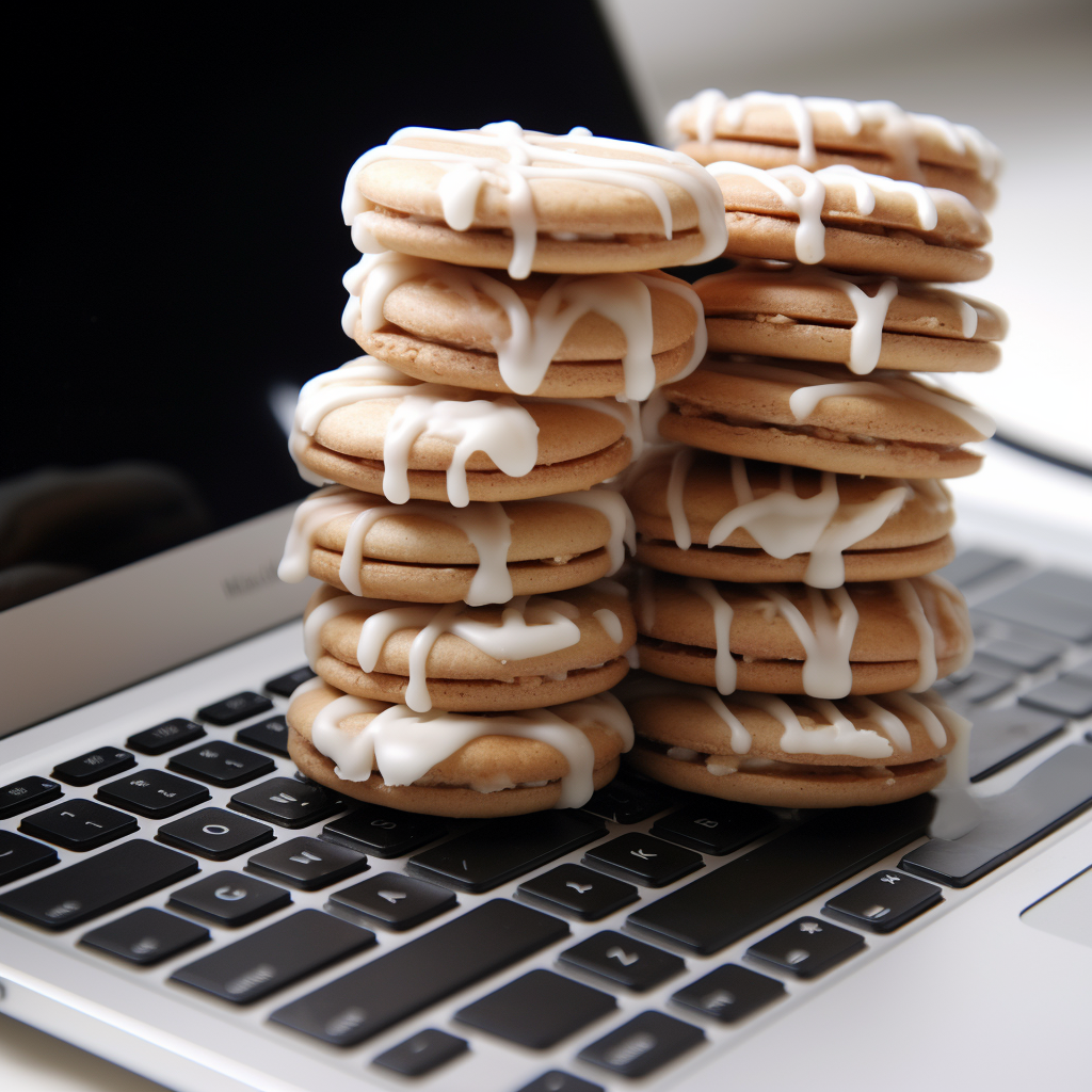 Cookies on a laptop keyboard