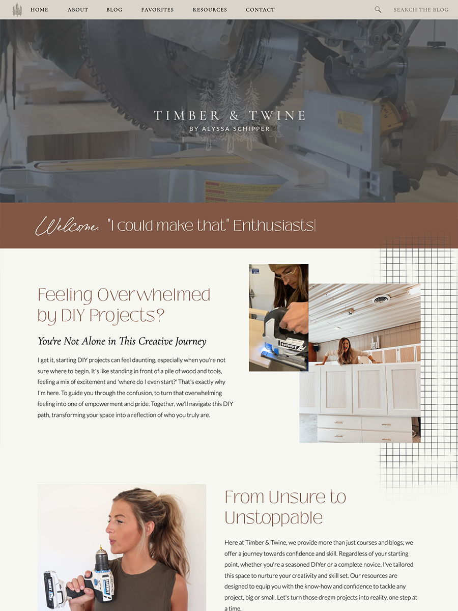 Timber & Twine Website Mock-up