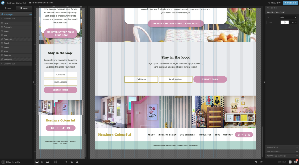 Designing a mobile site along side a desktop site in the Showit builder