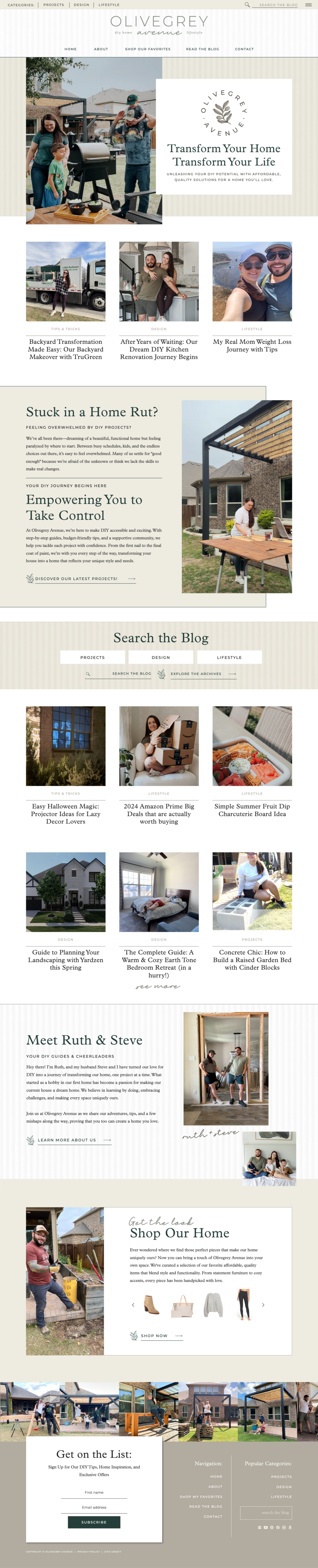 Clean & modern Showit Blog Design for home & lifestyle content creator Olivegrey Avenue