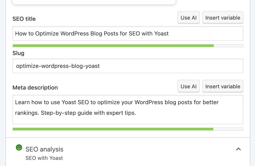 Optimized meta data through the Yoast WordPress plugin