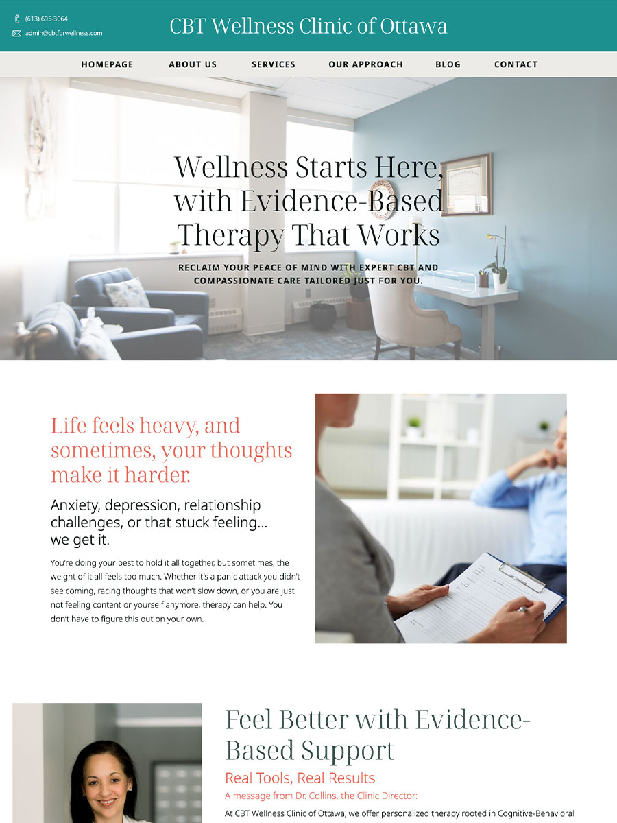 CBT wellness therapy clinic website design